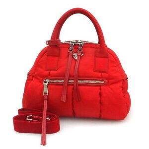 Prada Tessuto Bomber nylon 2way dome bag Saffiano leather Red